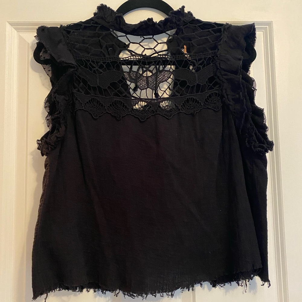 Free People Black Top with Open Back